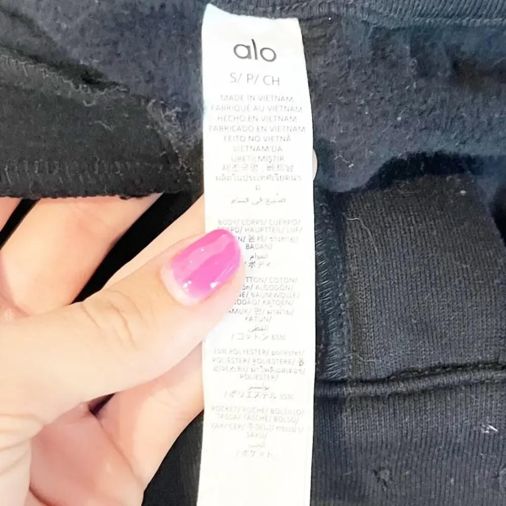 Alo High-Waist Sweatpant Trouser Wide Leg Pants Black Small